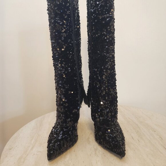 INC International Concepts Shoes - I.N.C. International Concepts Skylar Cuff Pointed-Toe Dress Black Sequins - c003